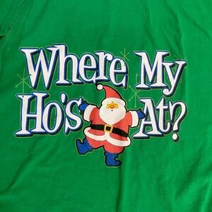 Fruit of the Loom Green Santa Holiday Short Sleeve Shirt #2012